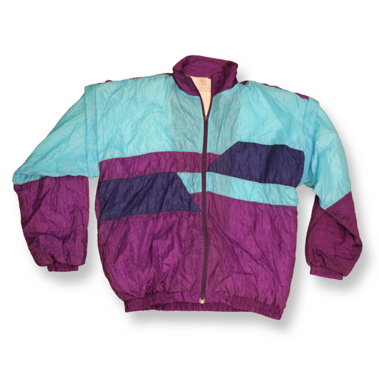 *Rare Vintage 80s Windbreaker Jacket Purple/Turquoise | Size L