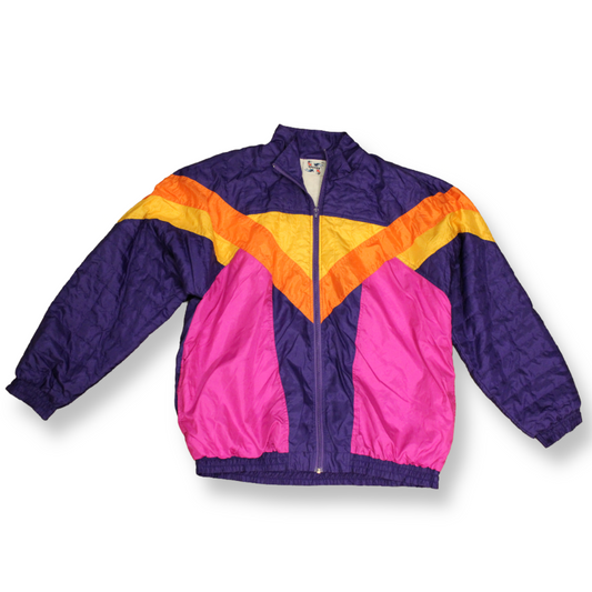 *Rare Vintage 80s Retro Windbreaker Ski-Jacket Purple/Orange | Size XL