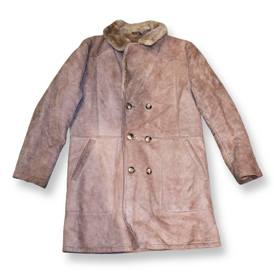 Premium Vintage Shearling Sheep-Leather Coat | Size L