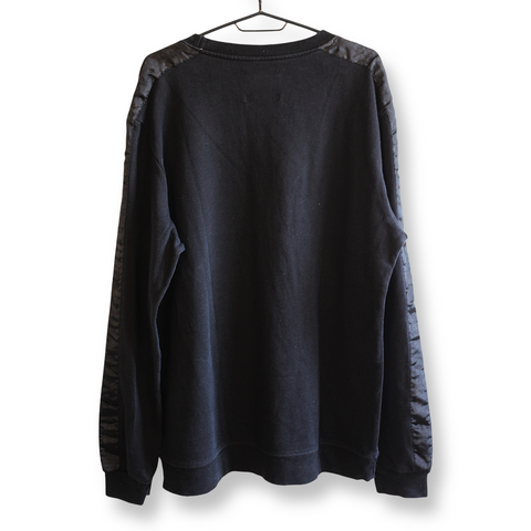 PYREX ORIGINAL Men's Crewneck Sweatshirt - Black Satin Sleeve Panels | Size XXL