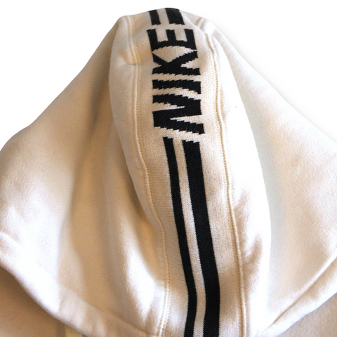 Y2K Vintage Nike Raglan Hoodie - White Red Spellout Hood Stripe | Size L