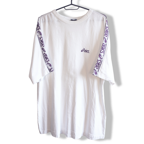 Asics Vintage T-Shirt White / Purple | Size XL