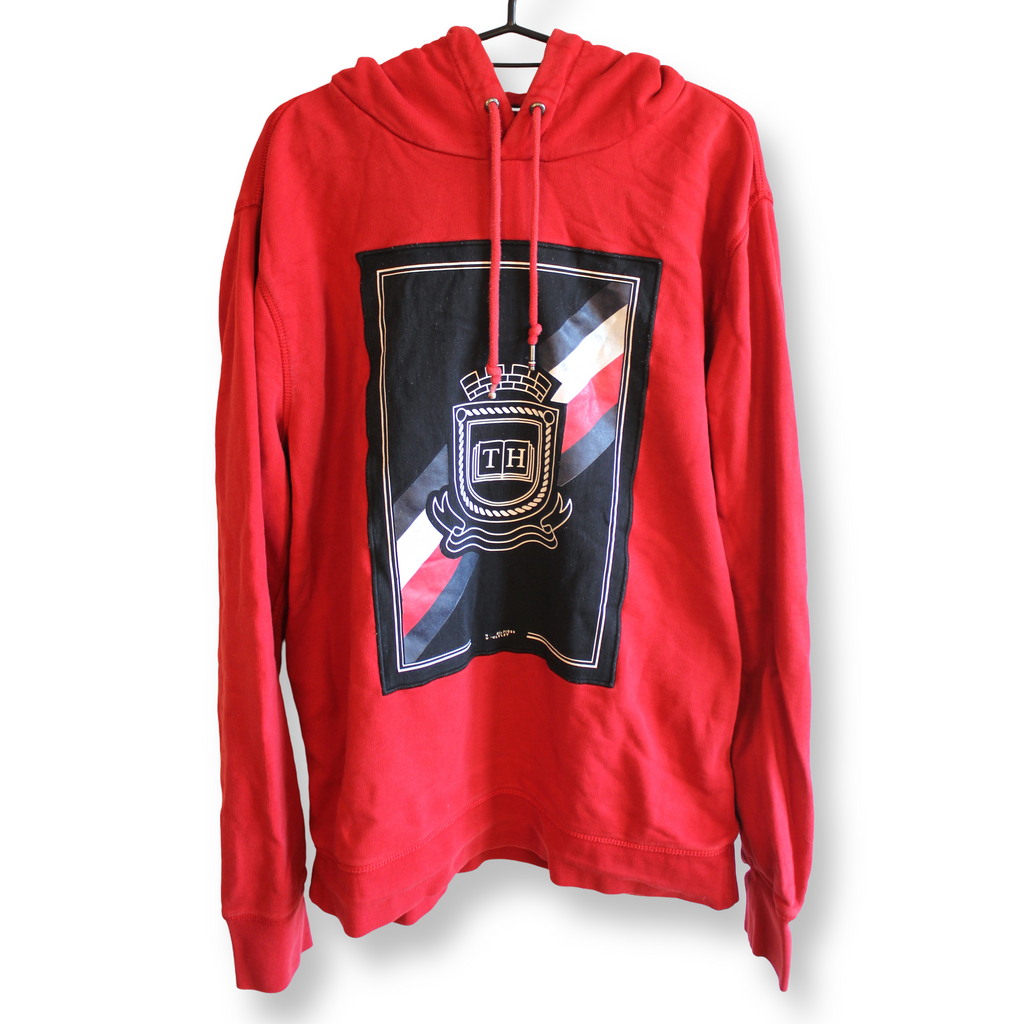 Tommy Hilfiger Vintage Hoodie Red | Size XL