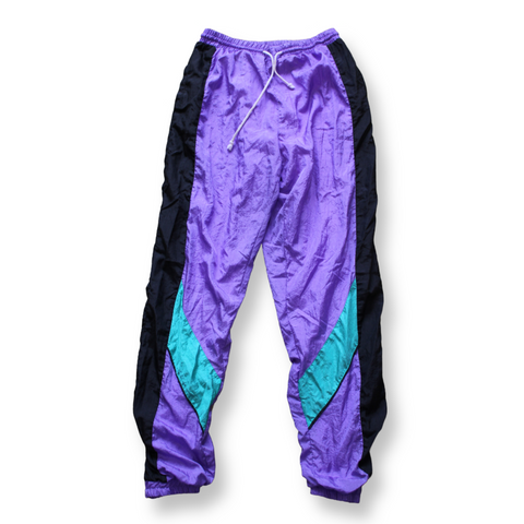 Rare Vintage Trackpants Shiny Purple/Black/Turquoise | Size S
